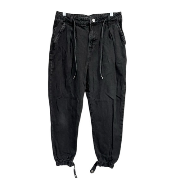 Zara Black Joggers Ankle Jeans Size 6 - Picture 1 of 8